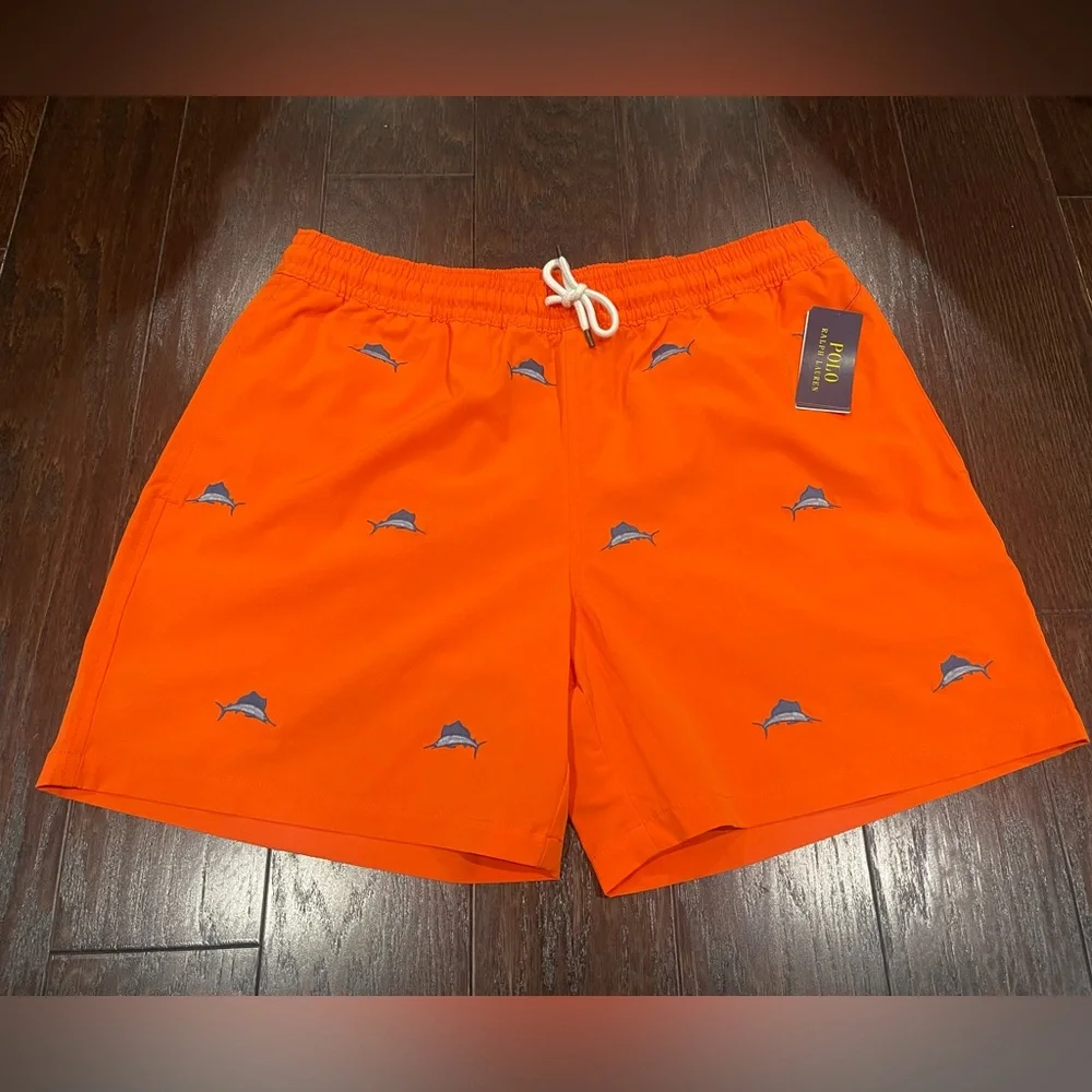 Polo Ralph Lauren Traveler Classic Swim Trunk Orange Sailfish Size X-Large NEW
